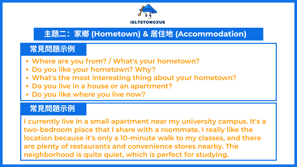 雅思口說自我介紹 Part 1主題家鄉 (Hometown) & 居住地 (Accommodation)