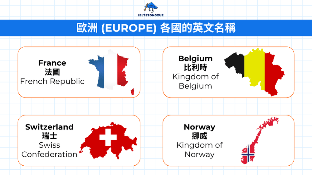 歐洲 (Europe) 各國的英文名稱
