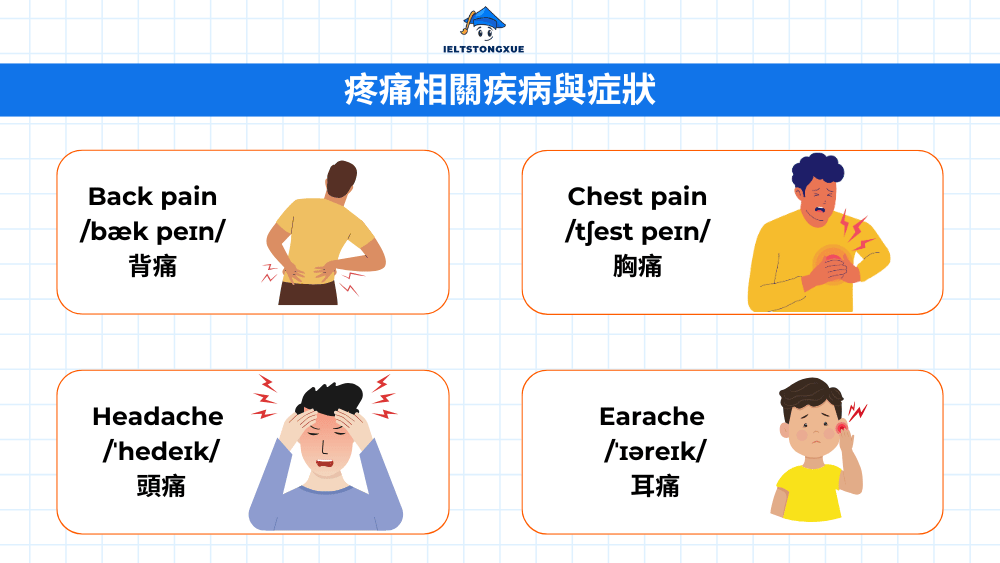 疼痛相關疾病與症狀英文詞彙