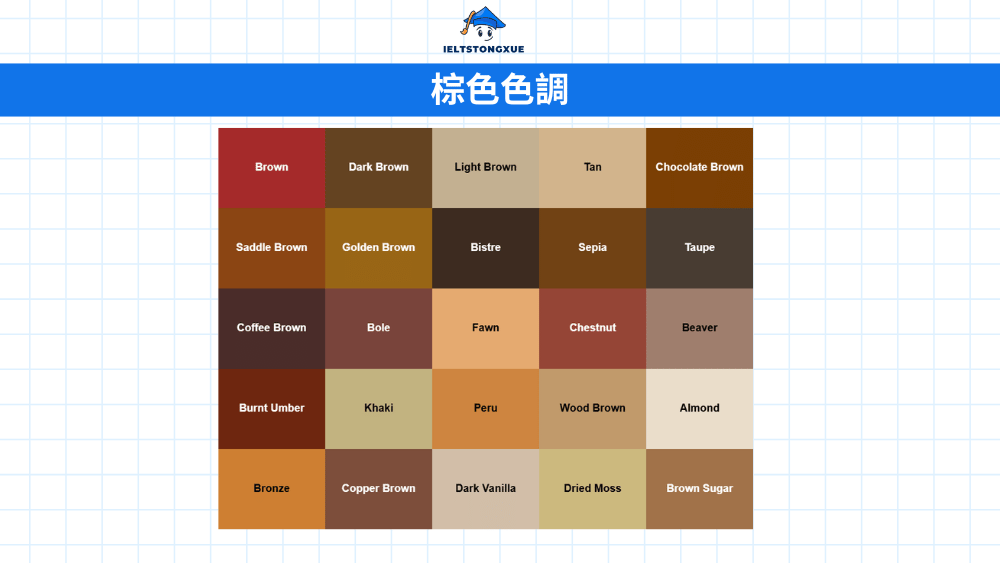 各種棕色色調詞彙指南
