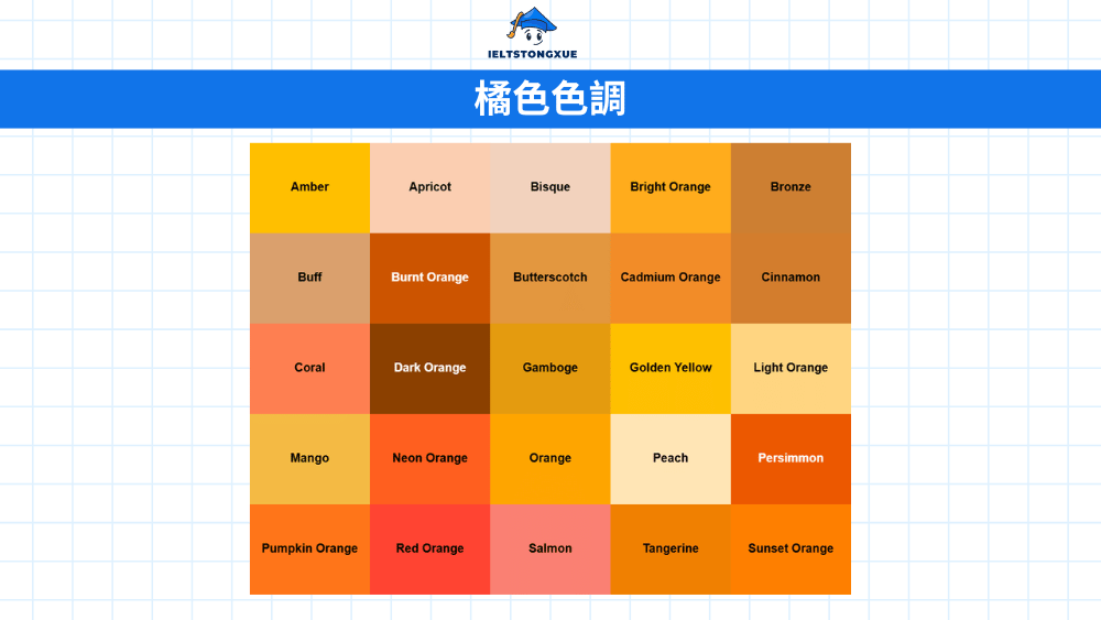 各種橙色色調詞彙指南