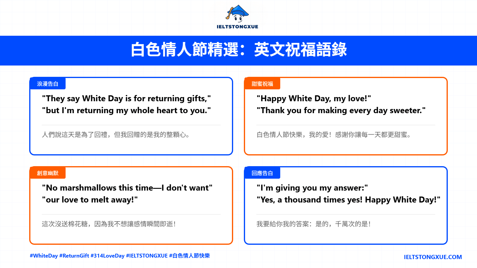 白色情人節快樂!精選 3/14 情人節快樂英文祝福語 